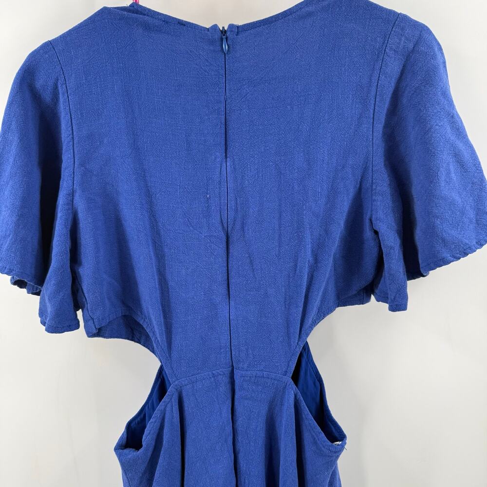 Lulus Dress Womens Medium Perfect Day for Love Linen Blend Cutout Tie-Front Mini - Picture 13 of 16